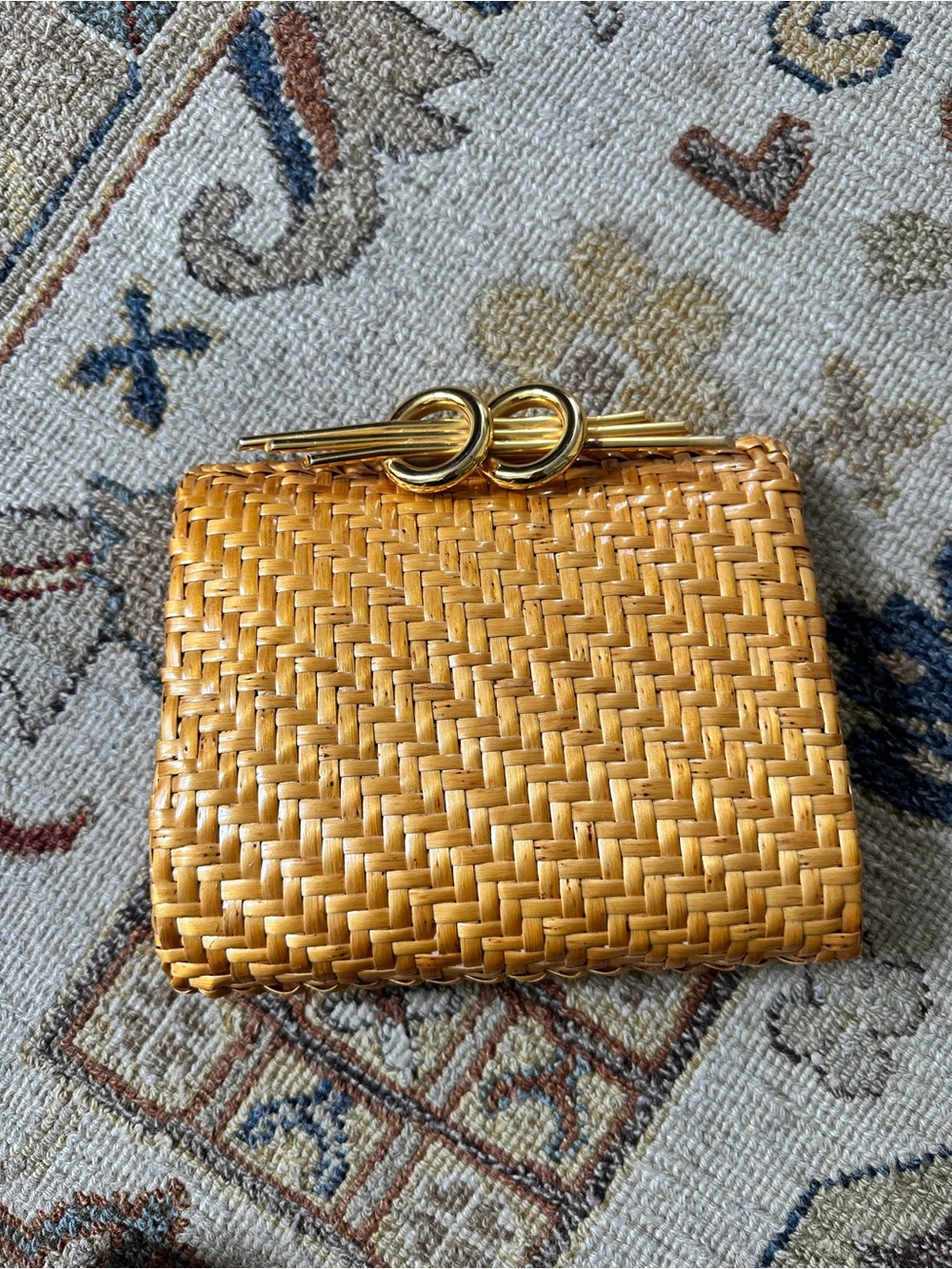 Vintage Rodo Wicker Clutch Gold Detailing
